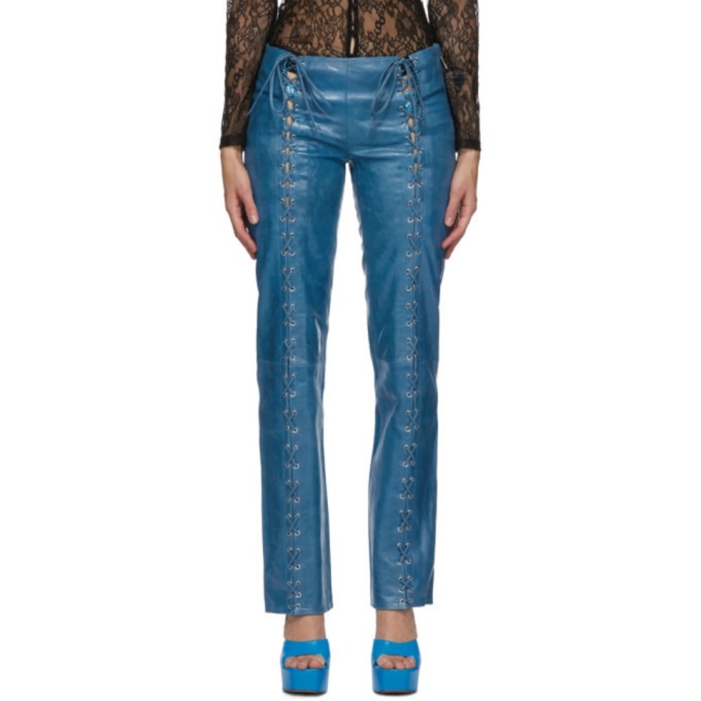 SAKS POTTS Christina lamb leather lace up pants size 2